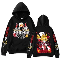 Sudadera con Capucha con Estampado de Lucifer de Hazbin Hotel 2025, Sudadera Holgada de Forro Polar de Manga Larga para Hombre y Mujer, Estilo Urbano