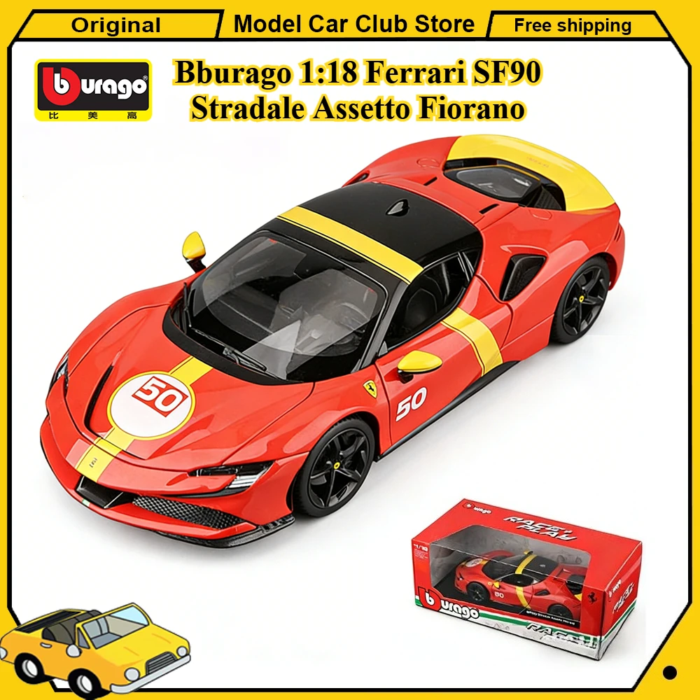 

Bburago 1:18 Ferrari SF90 50# Stradale Assetto Fiorano Limited Supercar Sport Alloy Car Model Miniature Diecast Collection Toys