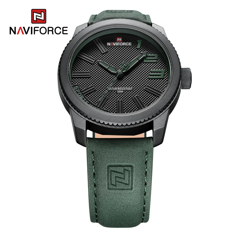 NAVIFORCE Business Luxury Men Watch 3ATM Waterproof Luminous Sport Original Quartz Leather Strap Wristwatch Fashion Men‘s Clock