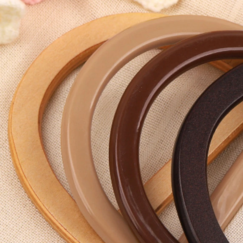 

D-shaped Wooden/Plastic Bags Handle Replacement Handcrafted DIY Bags Accessories Handbag Purse Tote Handle Half Round Handle