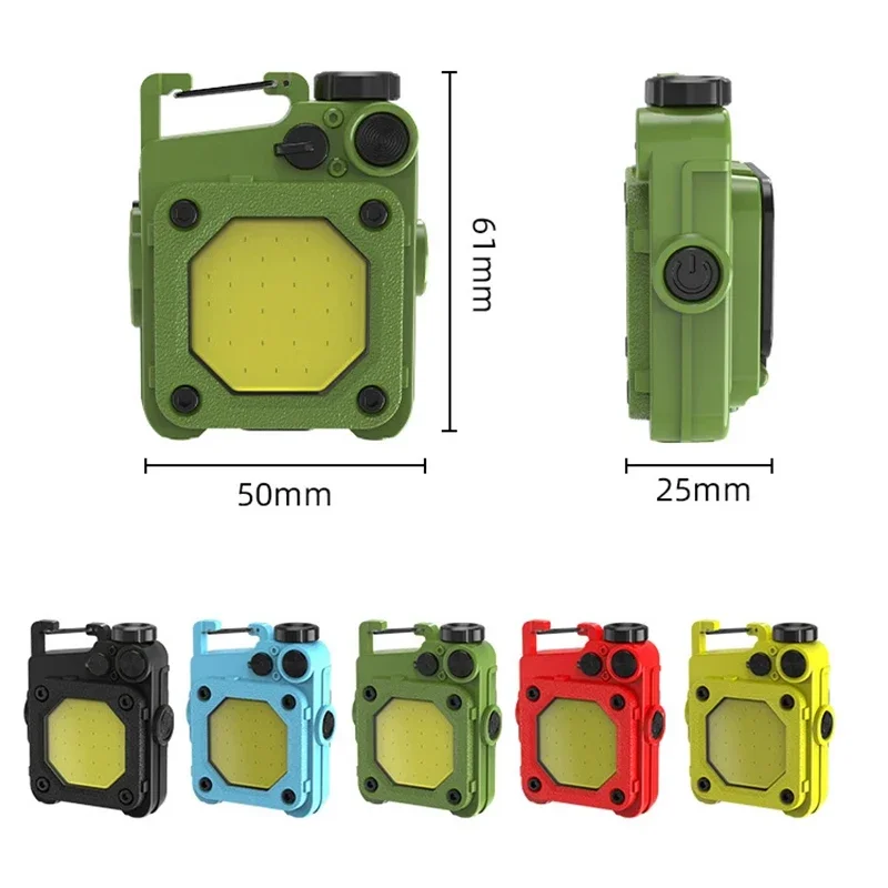 Multifunctional LED Work Light Outdoor Emergency Flashlight Mini Keychain Light USB Rechargeable COB Large Floodlight