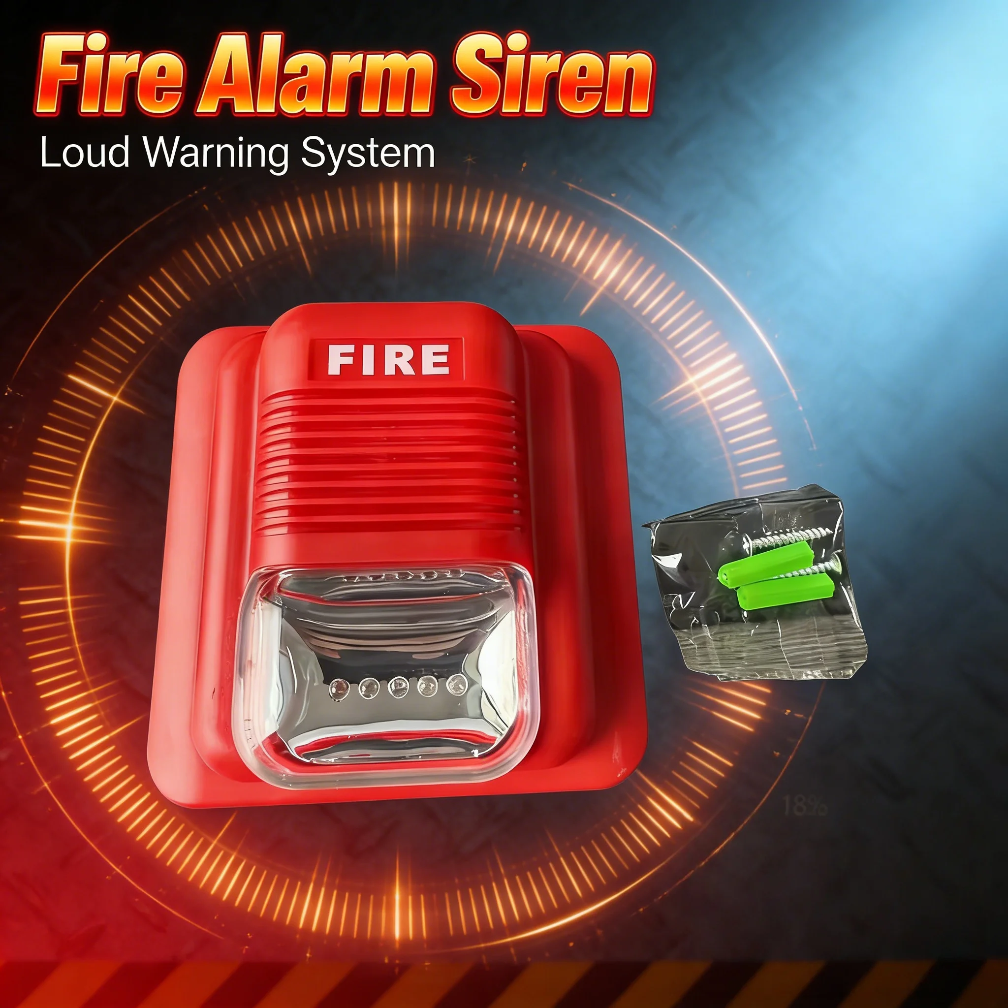 

6 светодиодных вспышек, пожарная стробоскопическая сирена, 120 дБ, 3 выбираемых тона, сигнальный сигнал постоянного тока 9–24 В для парковки в коридоре