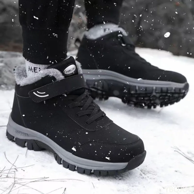Winter new men's cold resistant warm thick snow boots simple comfortable anti slip wear-resistant soft soled hiking shoes view 4