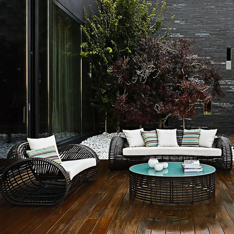 

Outdoor rattan sofa courtyard villa balcony open-air light room waterproof leisure rattan chair furniture combination