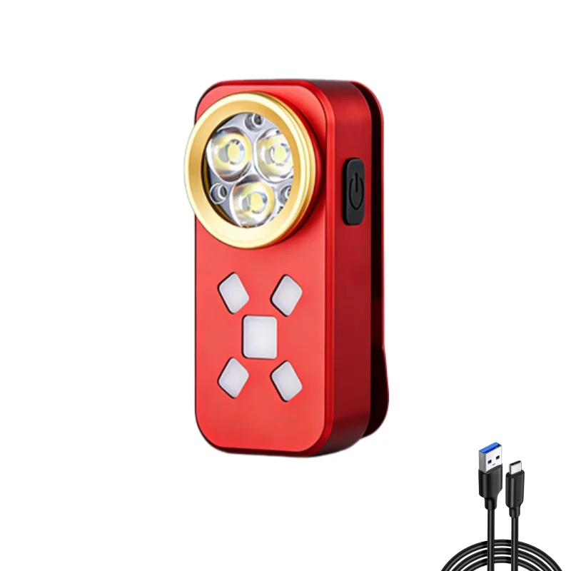 zaklamp met magnetische clip, compact en lichtgewicht, LED-werklamp met hoge intensiteit voor buitengebruik met rode en blauwe waarschuwingsflits