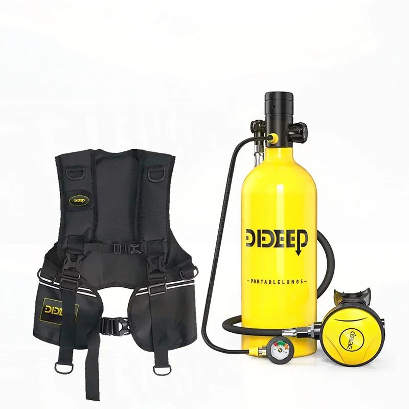 

2L Scuba Diving Tank Portable Oxygen Cylinder Underwater Breathing Equipment Tank+Upgrade Pressure Gauge Vest Snorkeling Set