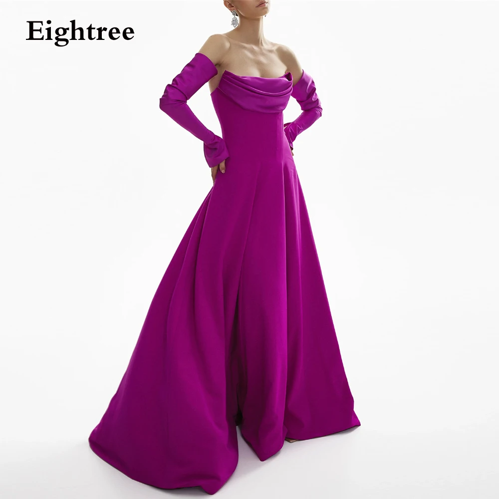 

Eightree Elegant Purple A Line Evening Dresses Strapless Deatchable Long Sleeves Africa Women Prom Dress Formal Party Dress 2024