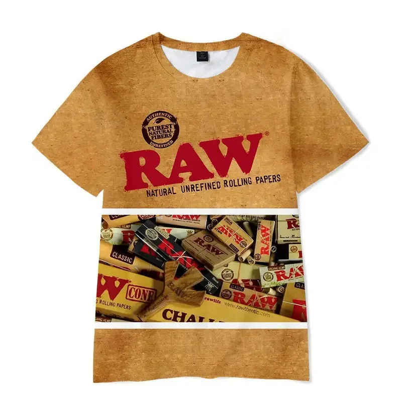 موضة الخام السيجار التبغ سلسلة تي شيرت مطبوع كامل للرجال ثلاثية الأبعاد كول الشارع الهيب هوب تيز موضة حجم كبير رقبة مستديرة Y2k القمم