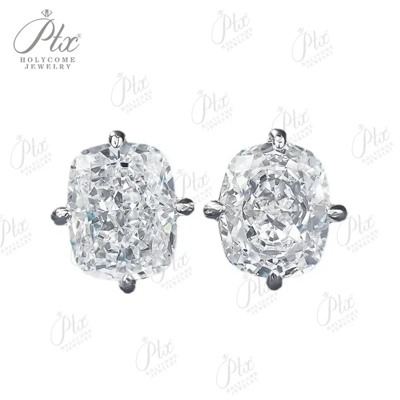 Top Daily Wear 4CT High-Carbon Diamond Stud Earring 100% Real 925 Silver Earrings Crushed Ice Cut Jewelry for Woman Fashionable view 3