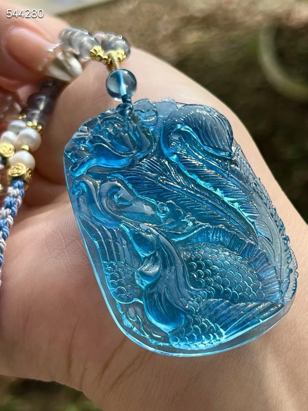 Natural Blue Aquamarine Phoenix Pendant Aquamarine Brazil 54.5x37.5mm Women Fashion Jewelry AAAAAA