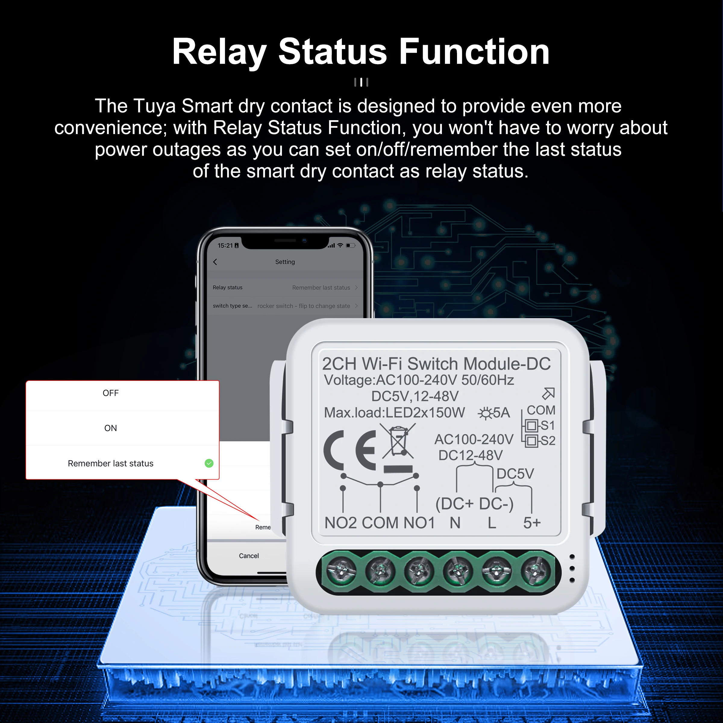 Girier tuya módulo de interruptor inteligente wifi módulo de contato seco dc5v 12-48v AC100-240V entrada diy disjuntor relé suporta alexa ei google