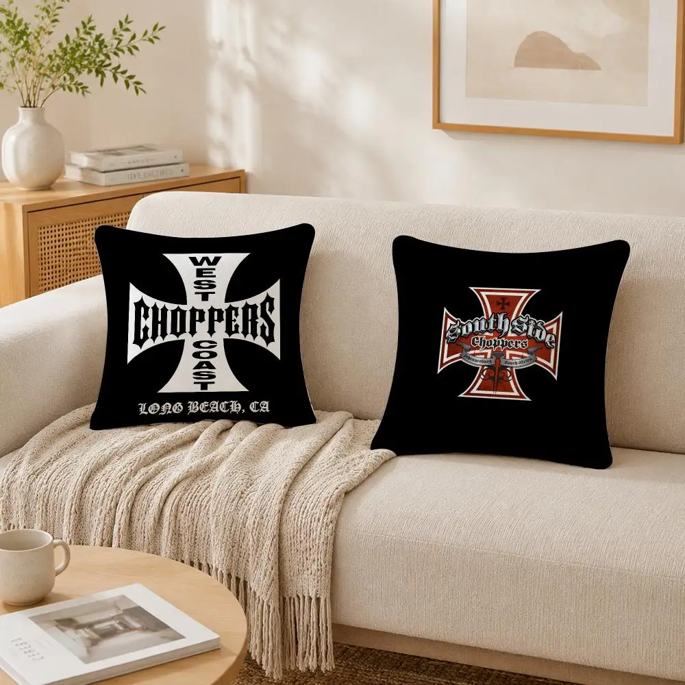 W-West C-Coast C-Chopper Logo Cushion Cover Plush Decorative Pillow Case With Hidden Zipper Cutecore Room Decor For Home