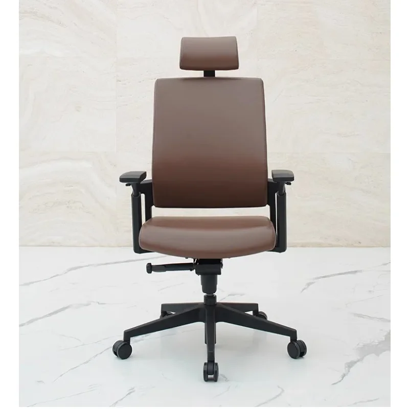 Simple Modern Brown High Back Multifunctional Adjustment Leather Classroom Chair Fashion President's Office Chair