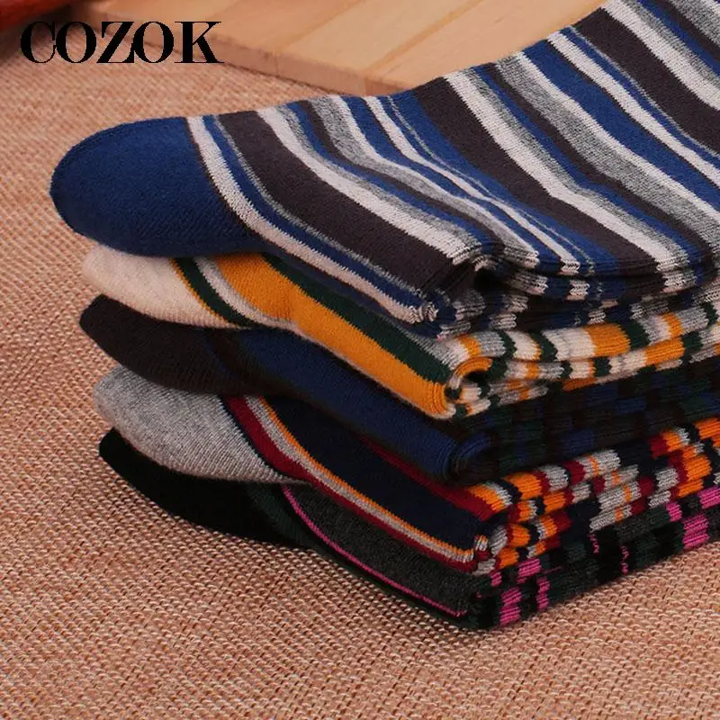 5 пар дополнительных размеров 46,47,48 мужские длинные носки, теплые толстые зимние мужские носки, повседневные деловые полосатые большие носки для экипажа
