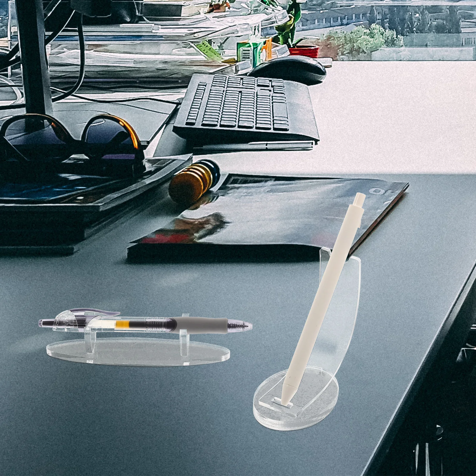 2Pcs Pen Display Stand Acrylic Makeup Brush Organizer Clear Rack Space Saving Neat Desk Tidy Pen Stand Eyebrow Pencil Holder