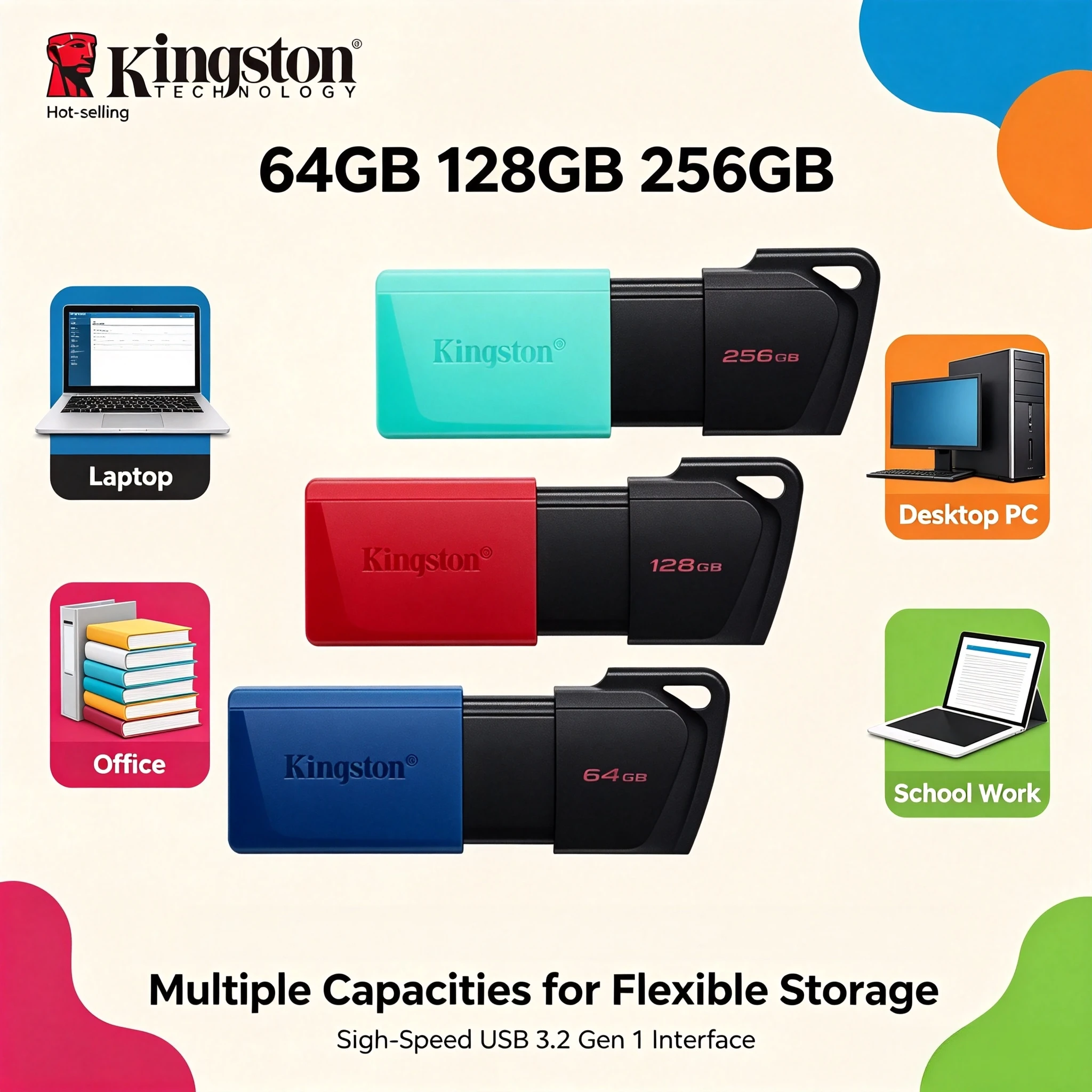 NEW Kingston DTX USB 32 Gen1 Pen Drive 64GB 128GB256GB Flash Drive Original U Disk High Speed Memory Stick for PC Desktop Laptop