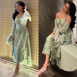 Customized Fashion Flower Halter Off the Shoulder Party Dress Ankle Length Long Lace Formal Evening Gowns 칵테일드레스