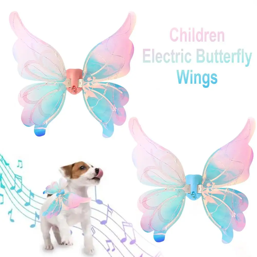 Ala di farfalla elettrica incandescente per bambini farfalla di Halloween giocattolo in movimento ali regalo musica luminosa giocattolo Elf Angel Fairy Gir O2H9