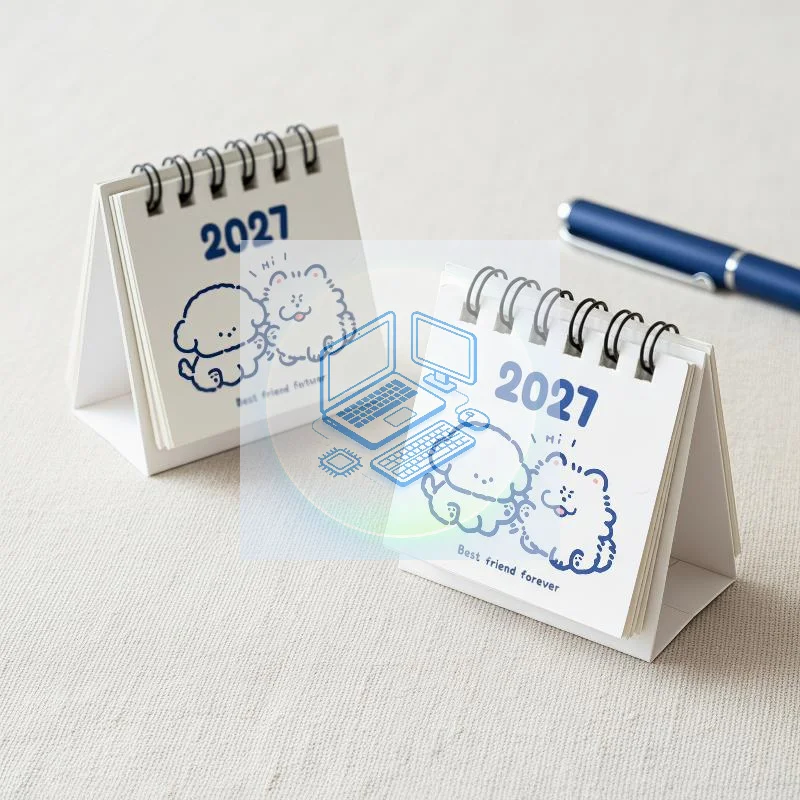 2027 Mini Desk Calendar With Cute Cartoon Prints Portable For Office Home Student Daily Time Management