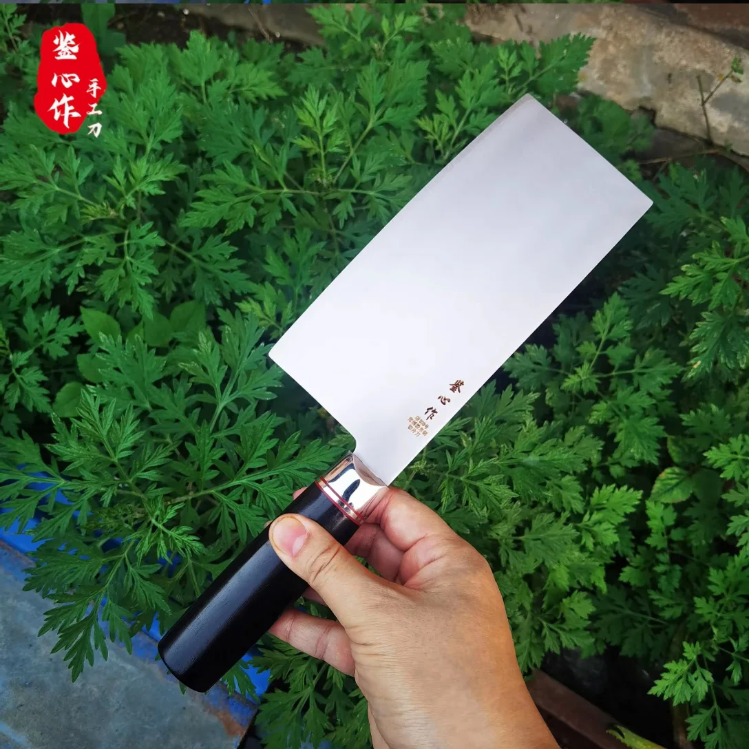 

7-дюймовый китайский нож шеф-повара SG2, порошковый высокоскоростной стальной сердечник, 3-слойное стальное лезвие, ручка из черного дерева, измельчитель, кухонные ножи