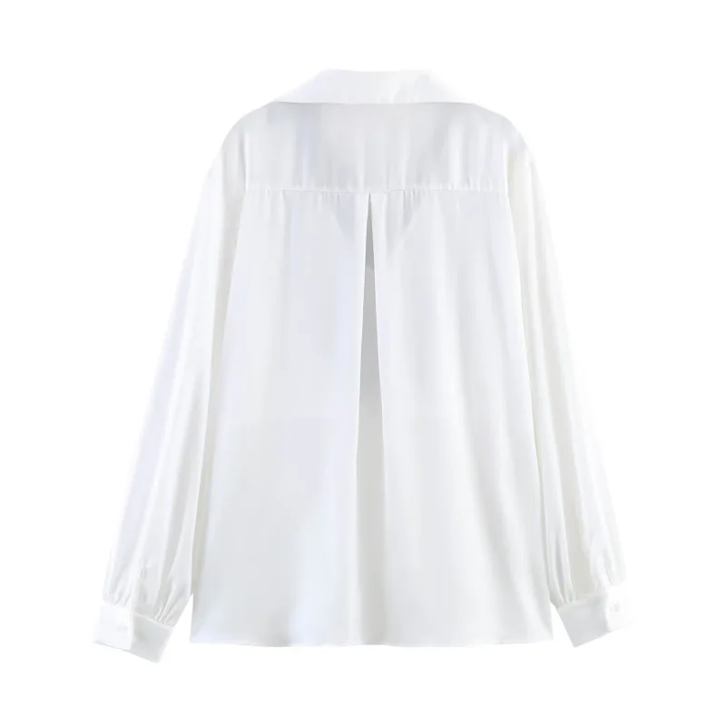 Withered Women's 2026 Summer New Product Casual Loose Versatile Collar Splicing Lace Contrast Long Sleeve Shirt