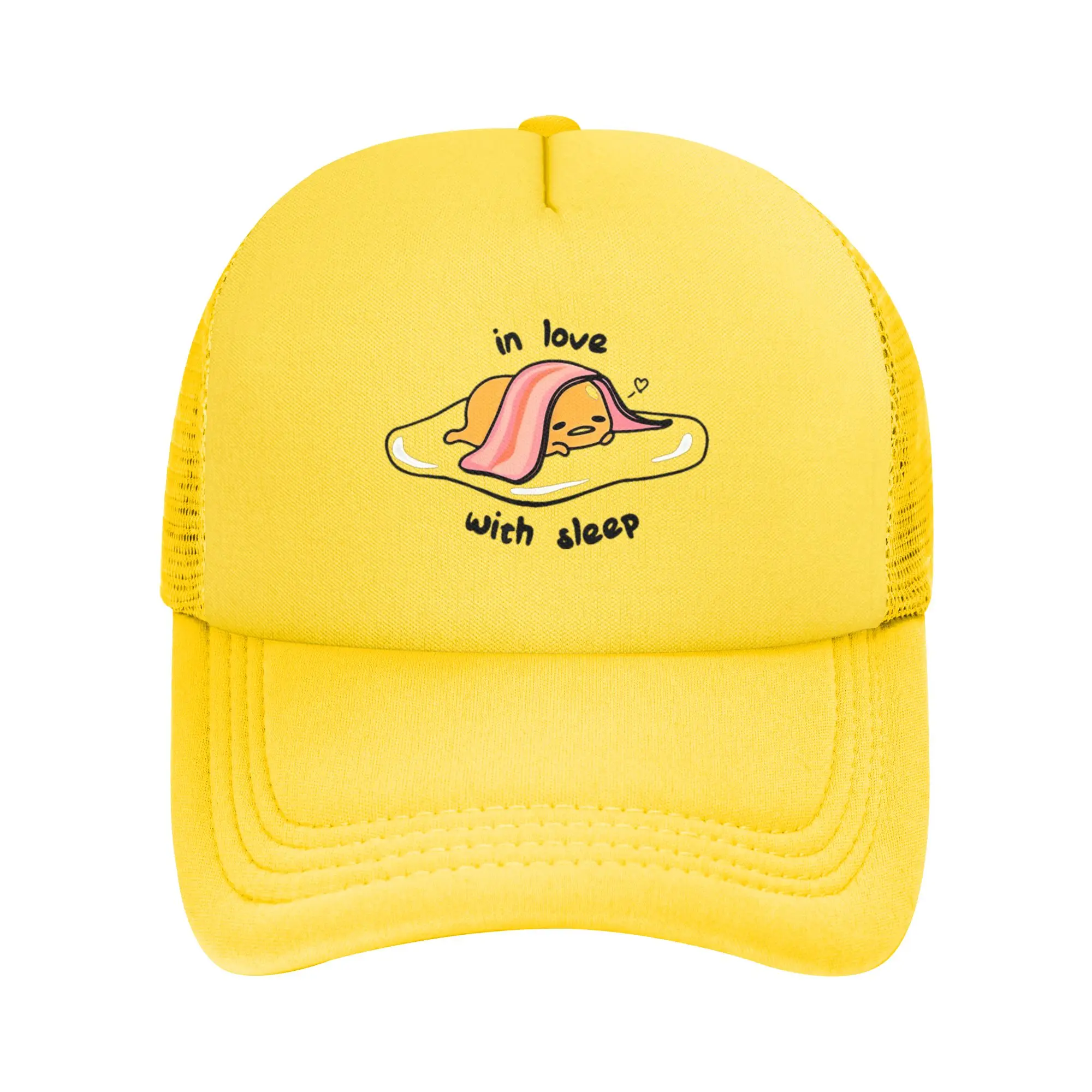 Gudetama In Love With Sleep Lazy Cute Egg Trucker Hat Sun Hats Trucker Cap Adjustable Snapback Caps Mesh Baseball Caps Washable