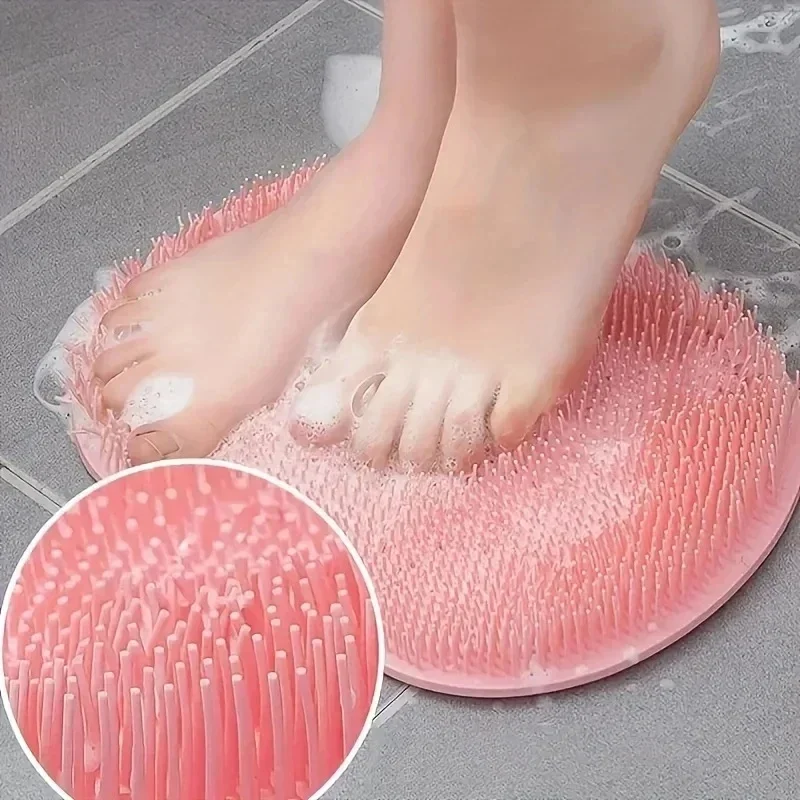 1/2/3pcs Foot Wash Mat Silicone Sponge Body Brush In The Shower Reusable Wall Mounted Back Silicone Bath Foot Massage Pad Shower