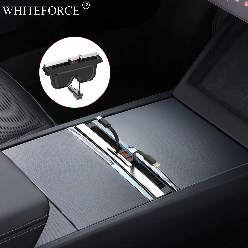 

For Tesla Model Y Juniper 2025 Phone Charger Fast Charging Docking Station Model 3 Highland Retractable Center Console USB Hub