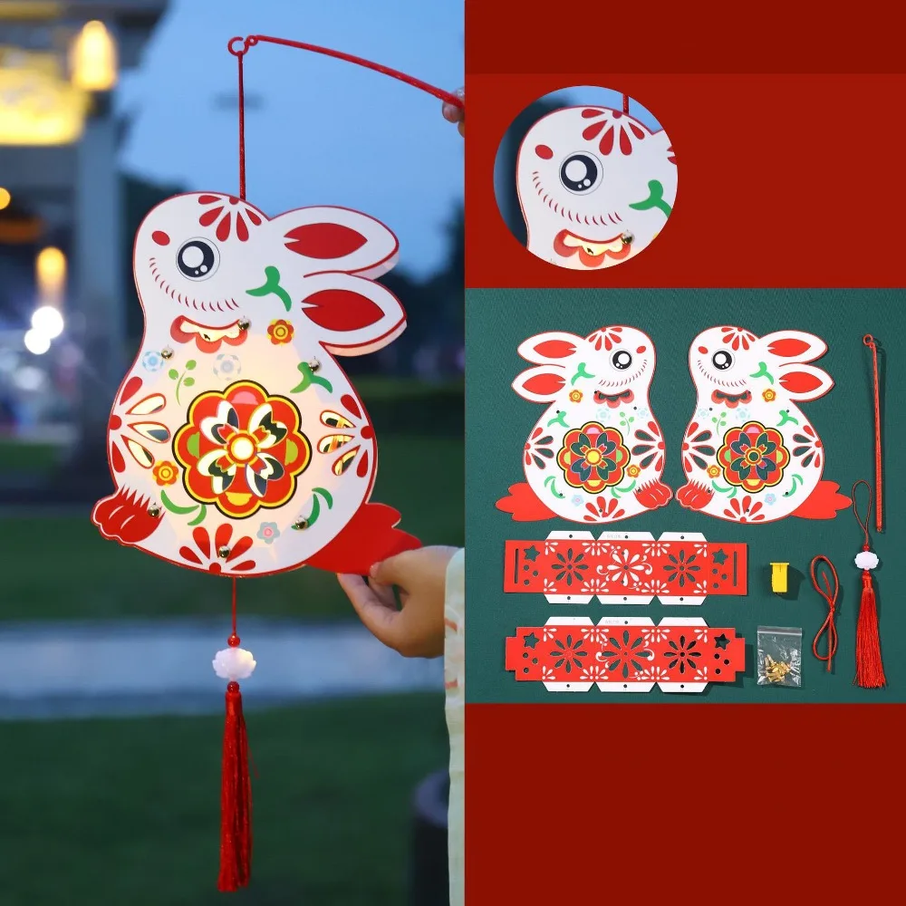 

Cartoon Mid-Autumn Festival Lantern Luminous Style Antique Rabbit Flower Lantern Traditional Ancient
