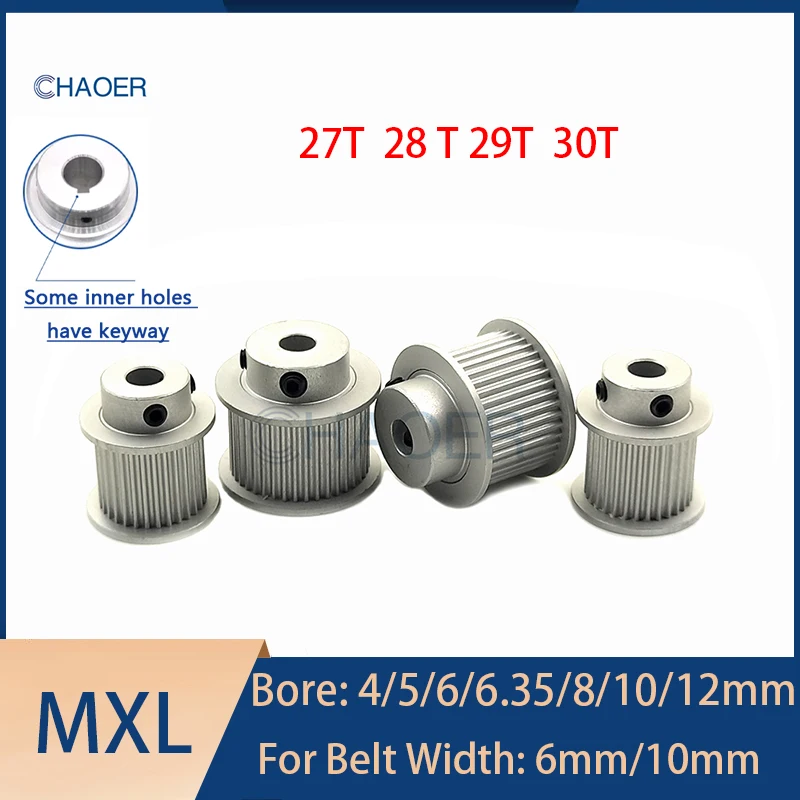 

MXL 27 28 29 30 зубьев синхронное колесо с шпоночным пазом 4/5/6/6,35/8/10/12 мм подходит для ширины ремня 6/10 мм MXL зубчатый шкив шестерня 3D-принтер