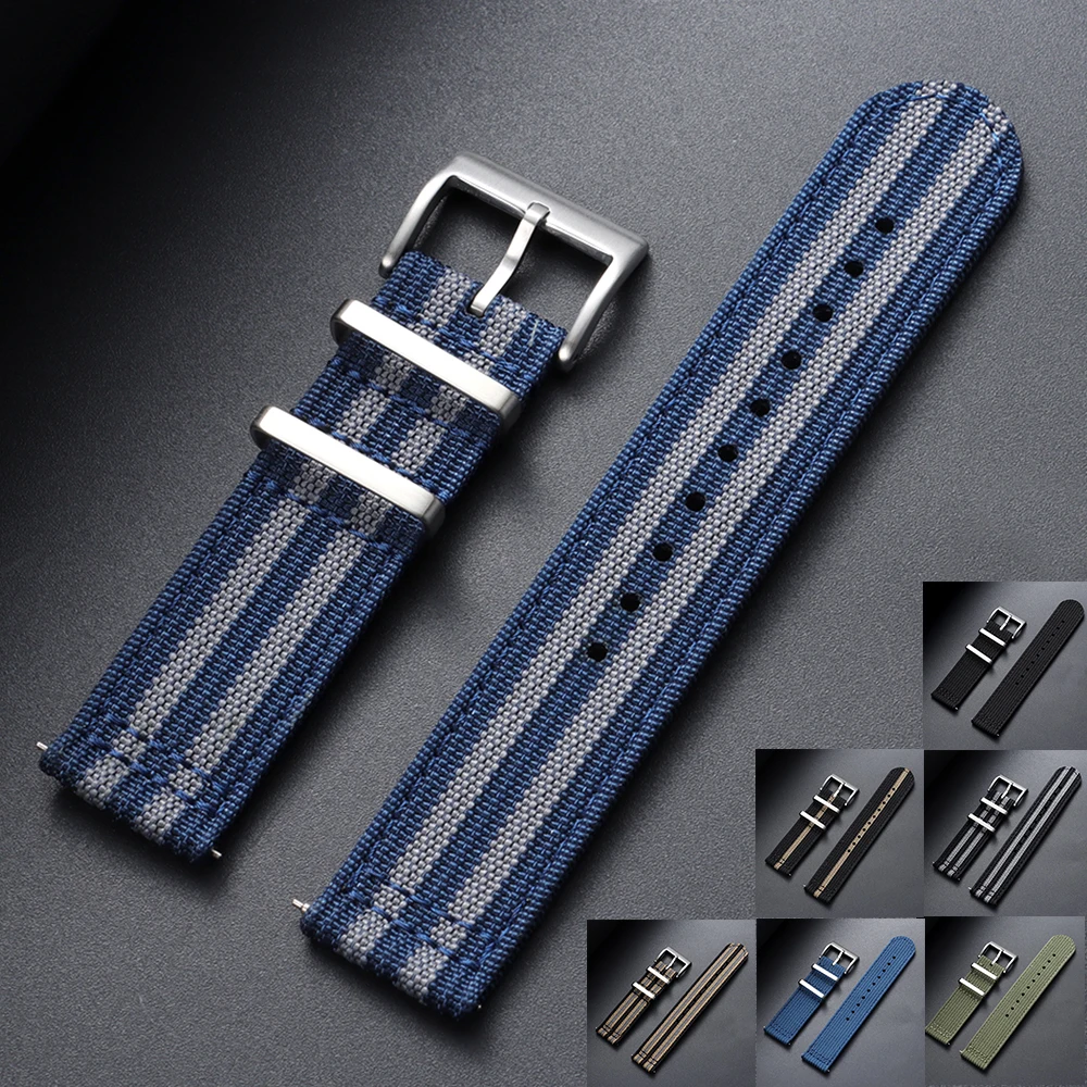 Nylon Strap Quick Release 20mm 22mm Watch Band Multicolor Watch Strap Pin Buckle Striped Men Sport Replace Watch Accessories