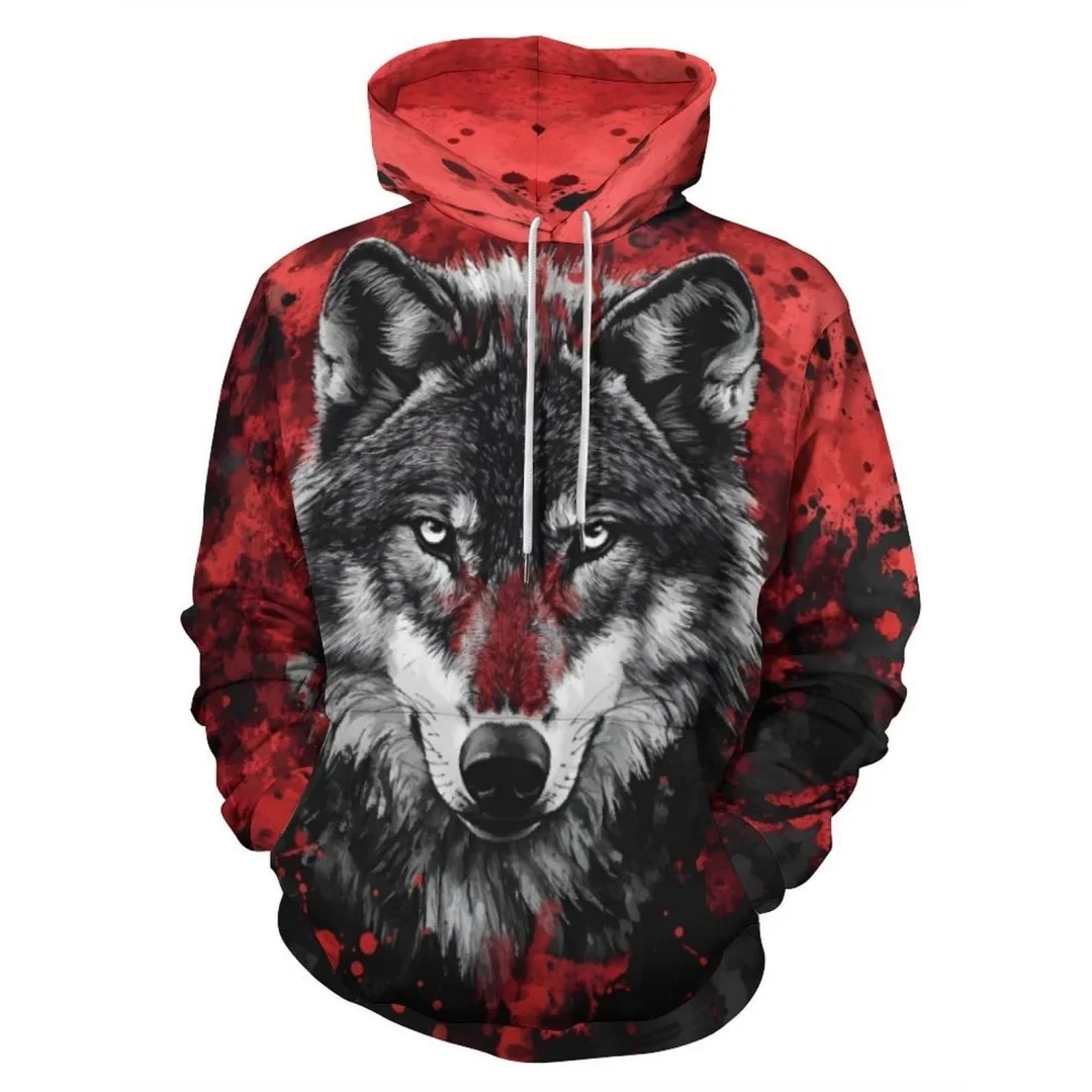 

Men's 3D Print Vintage Wolf Graphic Hoodies Autumn Fashion Animal Pattern Leisure Versatile Tops Oversize Y2K Unisex Sweatshirts
