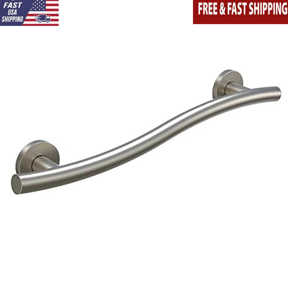 Wave Grab Bar 1.25 Dia x 24 In. Stainless Steel Brushed Nickel ADA Compliant Support Easy Install & Versatile Application