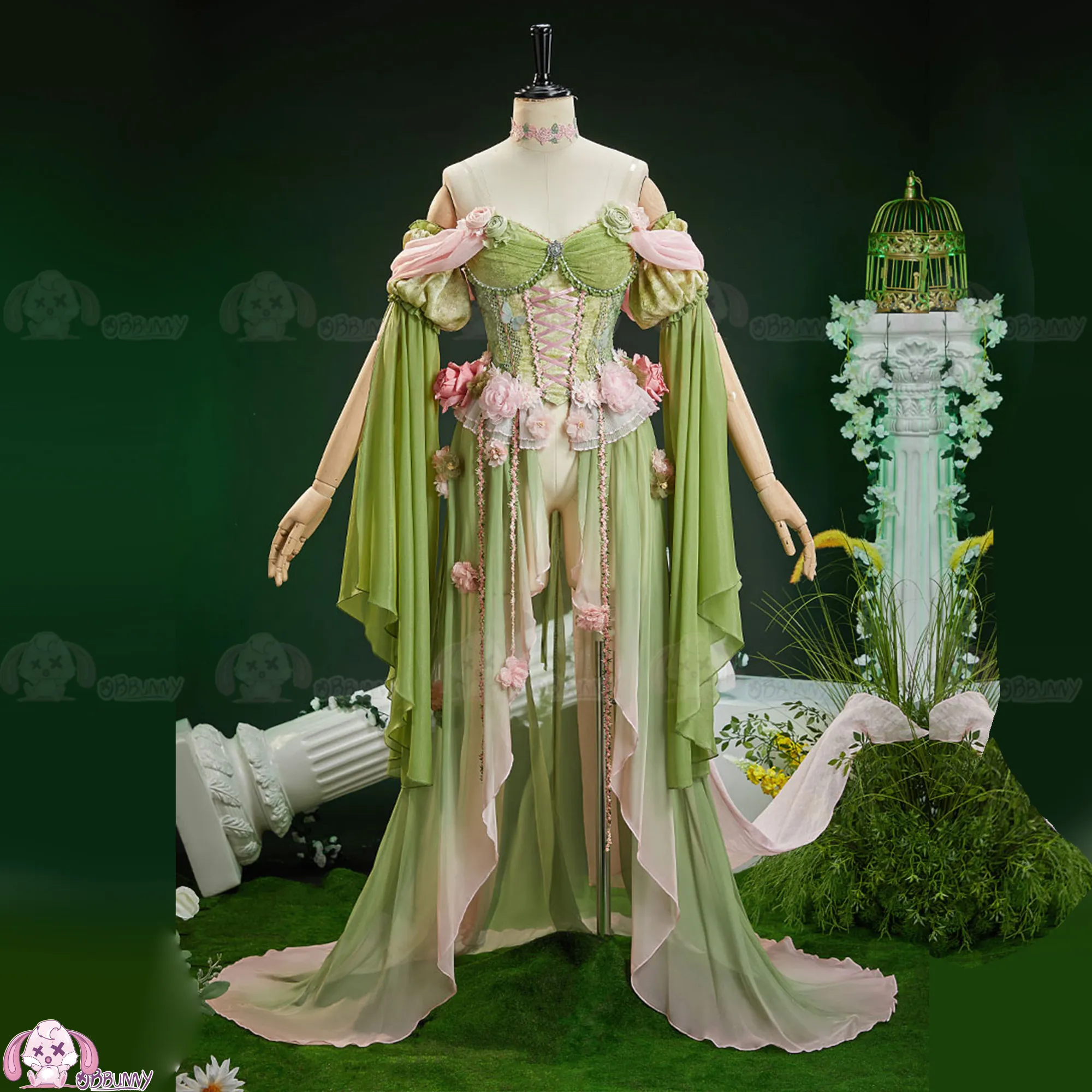 Anime Waldfee Elfen Cosplay Kostüm Mittelalterliche Königin Elfenkleid Halloween Karneval Party Auftrittskleidung