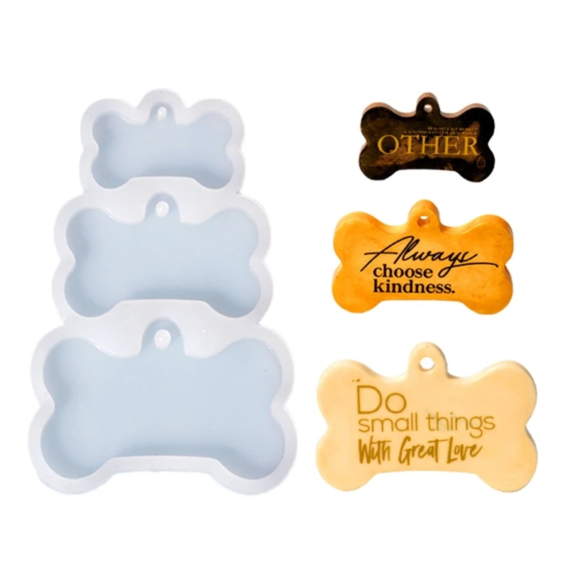 DIY 3-link Dog Bone Tags Keychain Silicone Epoxy Mold DIY Keychain Pendant Jewelry Crafting Mould for Valentine Gift