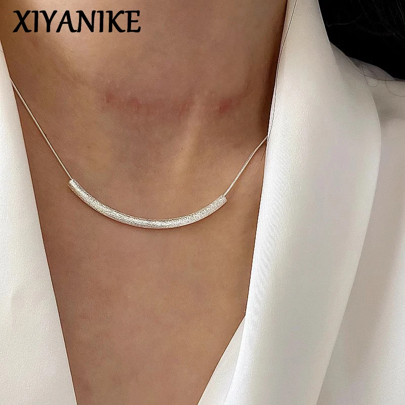 XIYANIKE Minimalist Curved Arc Necklaces For Women Girl Elegant Fashion New Clavicle Chain Anniversary Jewelry Gift Party