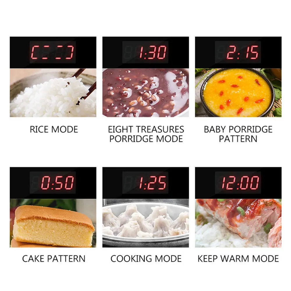 Panela de arroz doméstica para carro, 2l, acampamento, multifogão, portátil, tanque interno removível, panela de arroz, riz cuiseur