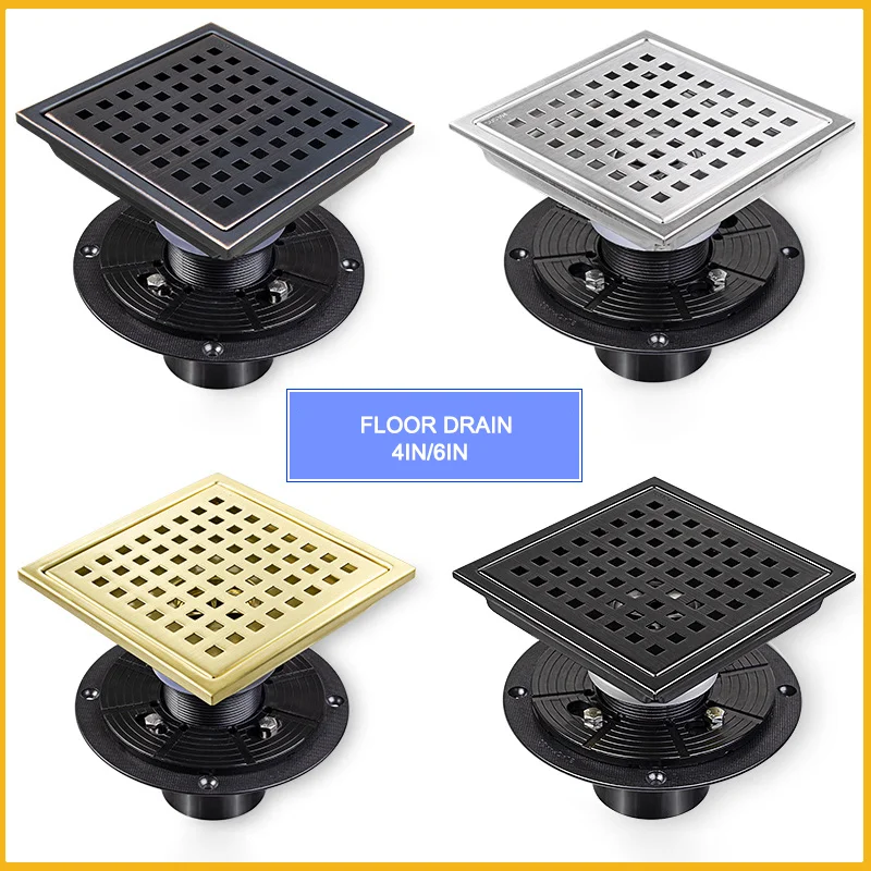 304 Stainless Steel Anti-Odor Lattice Tile Insrt Brushed Black Brushed Gold Faster Drain Floor Drain