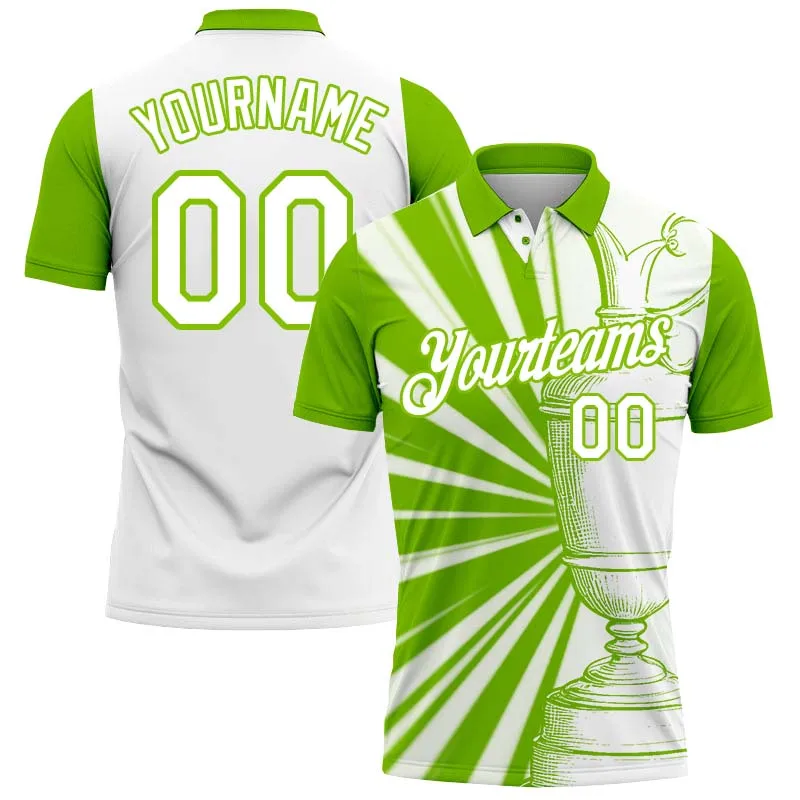 

Summer Shirts Women For Men Custom White Trophy Line Polo Shirt 3D Printed Tops Customize Your Name, Number, Team Name