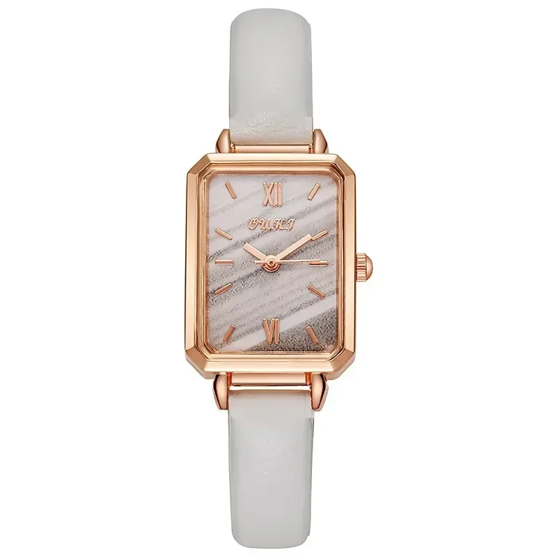 Montre à quartz rectangulaire pour femme, bracelet en PU, montre compacte rétro, cadrans rayés créatifs, montres-bracelets sans bracelet, mode