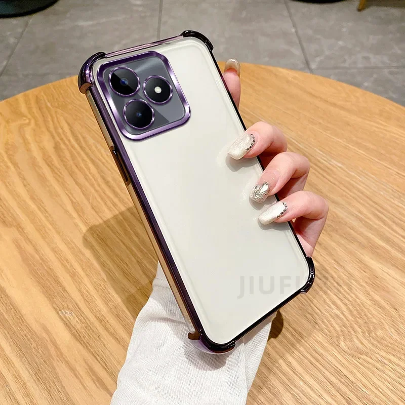 

Чехол для OPPO Realme C63, для Realme C53, C61, C51, Note50, Note60, Narzo N63, N53. Противоударный чехол с гальваническим покрытием.