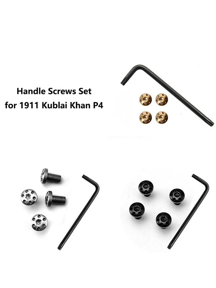 4pcs Grip Handle Screws with Key for 1911 Models Kublai Khan P4 DIY Making Replace Wood Guard Accessories Nails Parts Repair