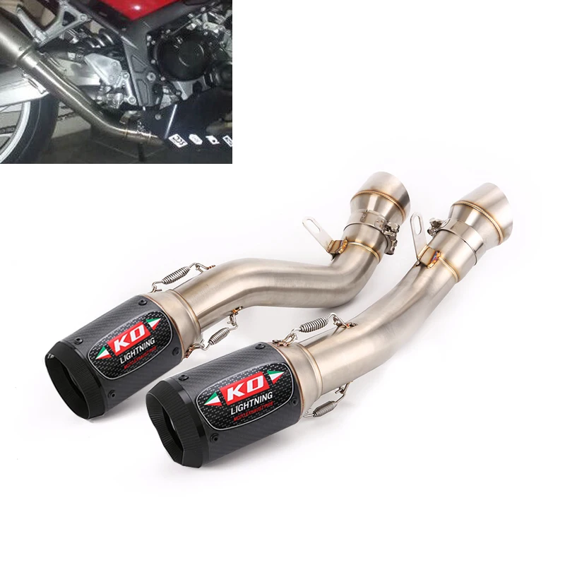 

For Honda CB650F CBR650F 2014-2018, CB650R CBR650R 2019-2023 Exhaust System Mid Link Pipe Slip On 60mm Muffler Carbon Fiber