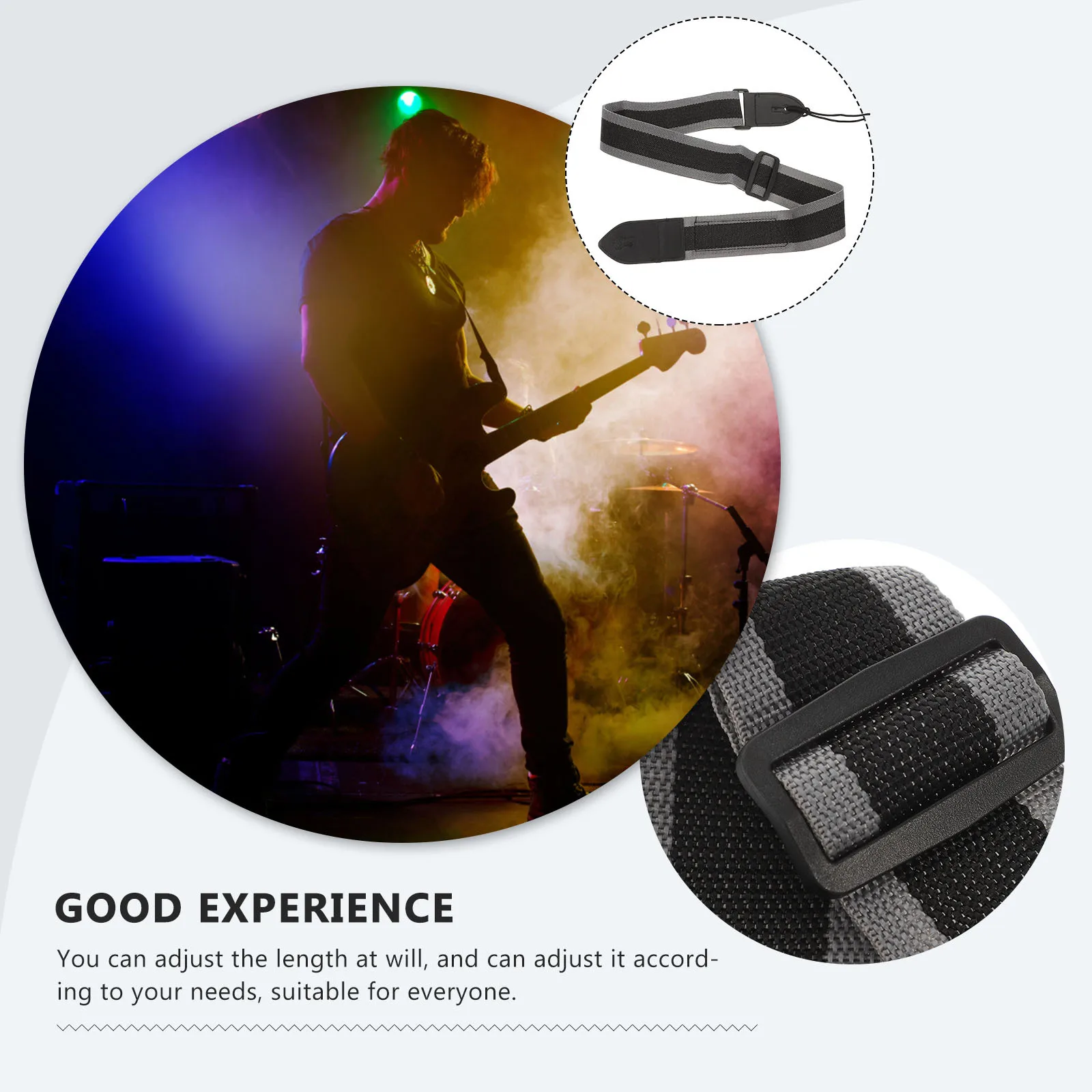 

1 Set Guitar Strap Kit Adjustable Lightweight Durable Skin-Friendly Portable Instrument Accessory For Electric Acoustic Bass