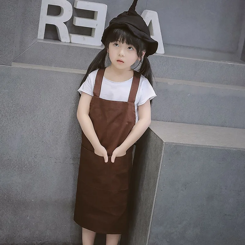 Korean Edition Apron Kindergarten Painting Apron Polyester Cotton Children's Apron Painting Clothes Color Customized Brand LOGO