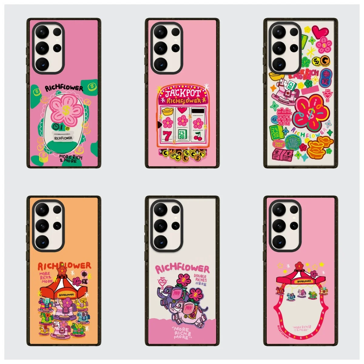 

Flower Rich Pattern Acrylic Black Border Case for Samsung Galaxy S26 S25 S24 S23 Ultra S26U S24+ S25+ S26 Plus Protective Case