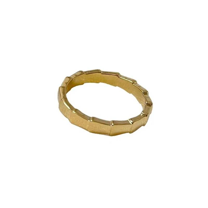 Fashion Punk Statement Metal Snake Shape Ring Stainless Steel 18K Gold Plated Bamboo Joint Finger Ring Waterproof Charm Jewelry