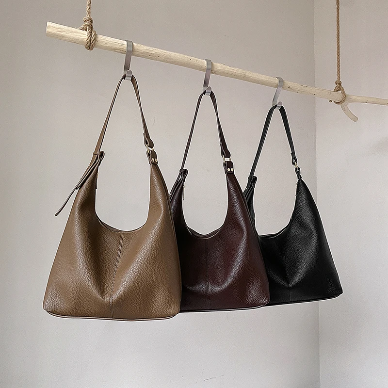 2024 New Style Fashionable Zipper Women Shoulder Bags Girls PU Leather For Work Daily Leisure Popular Tote Soft Surface Simple