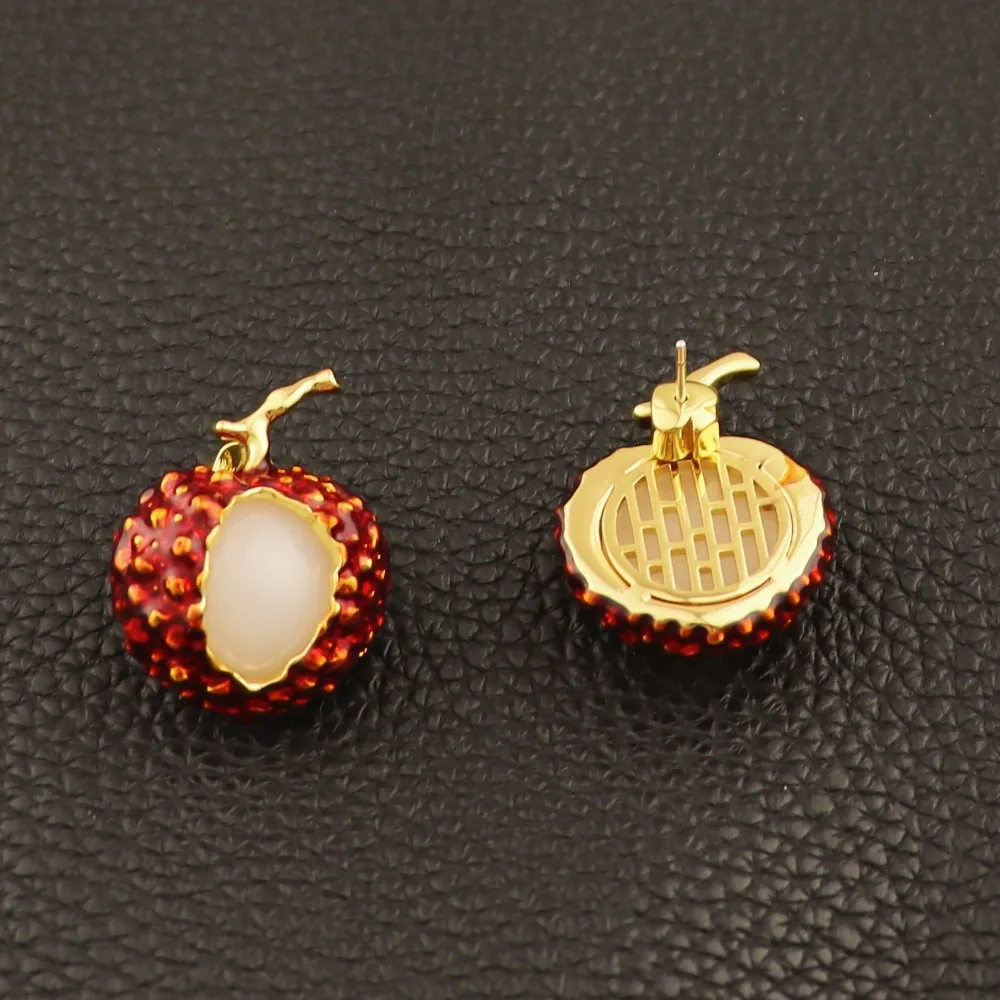 New Niche Design Fruit Design Cute Lychee Shape Stud Earrings Sweet Versatile Temperament Earrings Personalized Jewelry
