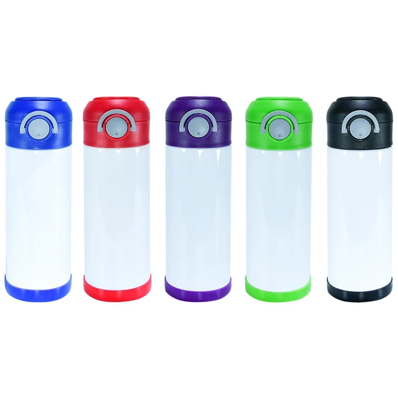 USA warehouse 350ml 12oz kids flip top kids bottle straight sublimation blanks bouncing tumbler stainless steel double wall cup